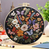 Huacan Embroidery Kit for Beginners Adults Includes Stamped Flowers Butterfly Pattern, Hoop, Color Threads,Tools,Easy to Follow Instruction