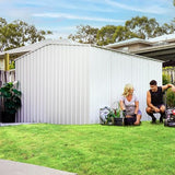 Absco Premier Storage Sheds, 10'x10' Metal Garage, DIY Backyard Shed, Utility Tool Storage, Weather & Wind Resistant Aluminum Panels & Steel Frame, Maintenance-Free, 12 Year Warranty, Surfmist White ABSCO
