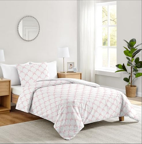 Sweet Jojo Designs 2-Piece Twin Comforter Set (Pink Bows) for Girls, Kids, Teen, College Bed Room incl. Single Size Bedding & Sham (Blush, Bow for The Ballerina, Ballet Dancer, Princess Collection) Sweet Jojo Designs