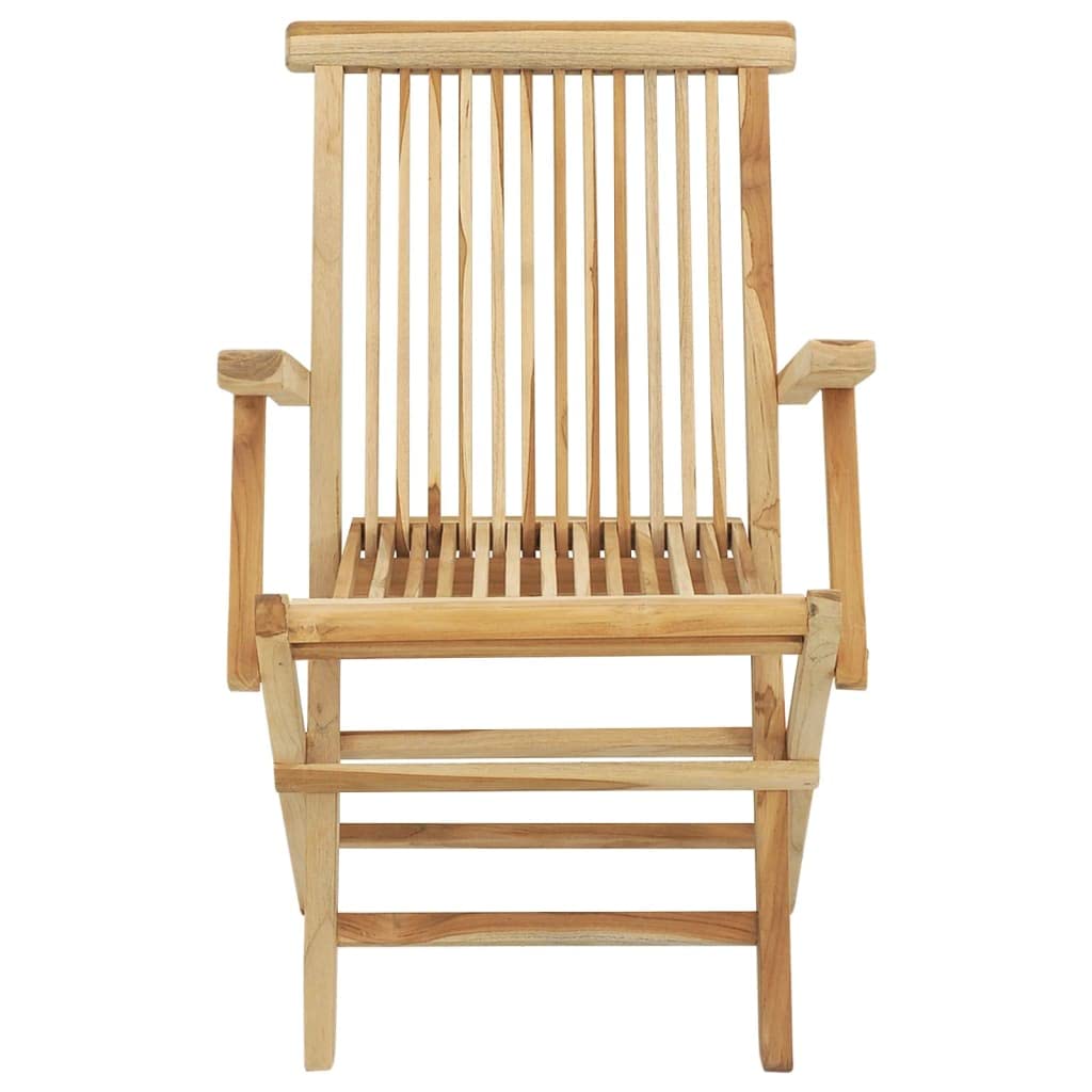 vidaXL 5-Piece Solid Teak Wood Patio Dining Set - Weather Garden Furniture - Includes Rectangular Folding Table & 4 Folding Chairs - Perfect for Outdoor Camping & Picnic vidaXL