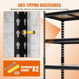 BIG RED Storage Shelving Unit, 5-Tier Adjustable, Heavy Duty Metal Garage Shelves/Utility Rack for Kitchen, Pantry, Basement, Bathroom, Laundry - 3,000lb Capacity, Black, 72" H x 48" W x 24" D BIG RED