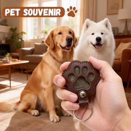 houlishu 5PCS Leather Paw Pet Hair Keepsake Keychain, Pet Memorial Gift for Dog & Cat Lovers houlishu