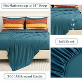WONGS BEDDING Boho Comforter Set Queen Size,7 Pieces Bed in a Bag Bohemian Striped Bedding Set,Burnt Orange Paisley Floral Comfortet and Sheet Set,Soft Microfiber Bedding Sets for All Season WONGS BEDDING