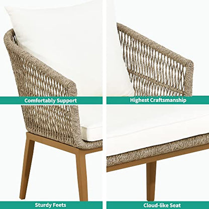 YITAHOME Outdoor Dining Single Sofa Chair, Indoor-Outdoor Wicker Bistro Chairs, PE Rattan Outdoor Armchair Seating for Patio, Backyard, Poolside, Balcony - Tan