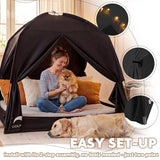 Bed Tents for Kids and Adult, Portable 100% Breathable and 93% Blackout Toddler Dream Play Tent, 3 Doors Big Privacy Space Sleeping Canopy for Floor or Twin Full Queen Sizes Bed (Black, Twin-Size)
