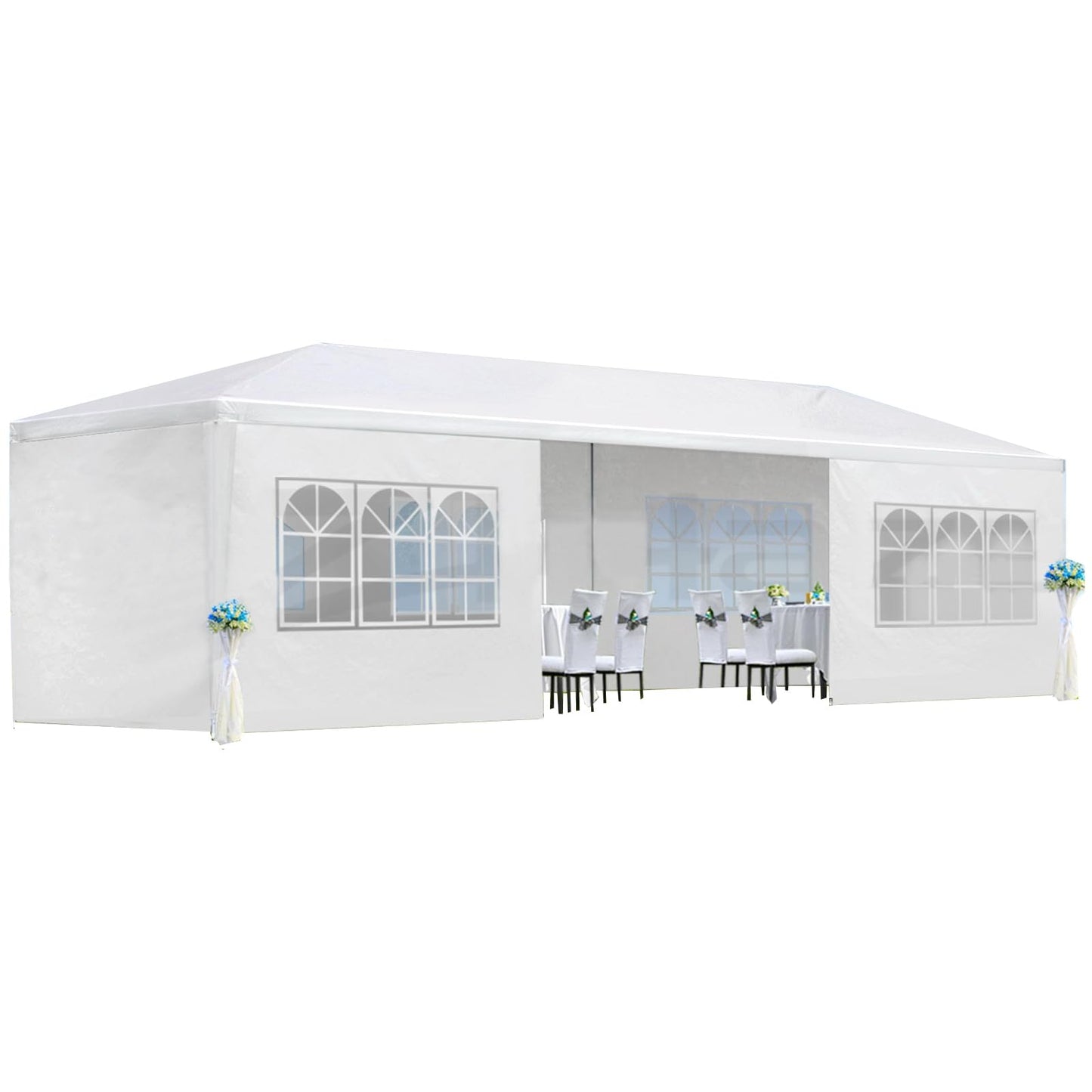 MMTGO 10x30 FT Outdoor Canopy Tent, with 5 Removable Sidewalls and Transparent Windows, Outdoor Party Tent Wedding Birthday Tents, Outside Gazebo Event Tent for Garden Patio and Backyard