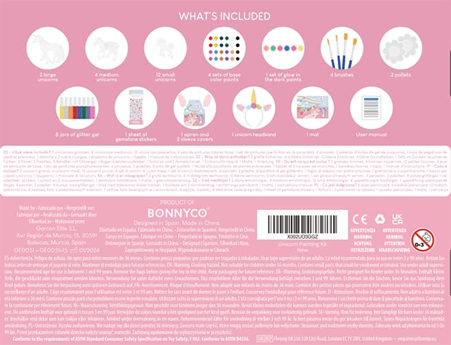 BONNYCO Unicorns Gifts for Girls Painting Kit with 18 Figurines Painting for Kids with Glow in The Dark | Girl Toys 3 4 5 6 7 8 9 10 Years Crafts Kids Gifts Birthday Christmas | Unicorn Toys Niñas BONNYCO