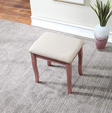 Roundhill Furniture Sanlo Wooden Vanity, Make Up Table and Stool Set, RoseGold Roundhill Furniture