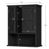 TEENFON Bathroom Wall Cabinet, Over The Toilet Space Saver Storage Cabinet with Barn Doors & Adjustable Shelf, Hanging Medicine Cabinet, Black TEENFON