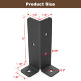 4 pcs Adjustable Deck Post Anchor Base Brackets Fit 1.5x1.5,2x2,2x4,4x4 Post,Wood Fence Pergola Post Base Brackets Kit,Heavy Duty Half Column Black Post Brackets Support Base Brackets for Deck Railing Linone