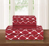 Elegant Comfort Luxury Softest and Coziest 6-Piece Bed Sheet Set, Wrinkle Resistant Milano Trellis Pattern-1500 Thread Count Egyptian Quality Microfiber Bedding Set, King, Burgundy Elegant Comfort