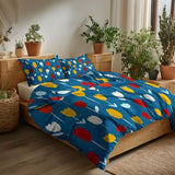 Blue Duvet Cover Set Small Single Size, 2-Piece Reversible Bedding Set, Brushed Microfiber Bedding with Zipper Closure & Corner Ties, Soft Breathable Minimalist Plants Fresh Flowers Duvet Cover Generic