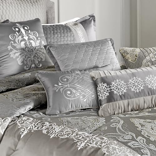 Riverbrook Home Elegant Collection Comforter Set, King, Kacee - Platinum, 12-Piece Set Riverbrook Home