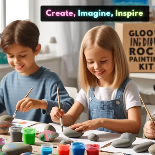 Spiggly Glow in The Dark Rock Painting Kit For Kids 6-12 | Arts and Crafts Painting Rocks for Kids | Kids Craft Paint Kits | Craft Activities Kits | Arts and Crafts Gifts for Boys Girls| Birt - WoodArtSupply