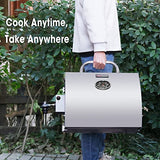 Royal Gourmet GT1001 Stainless Steel Portable Grill, 10000 BTU BBQ Tabletop Gas Grill with Folding Legs and Lockable Lid, Outdoor Camping, Deck and Tailgating, Silver Royal Gourmet