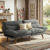 Marsail Futon Sofa Bed, 66” Futon Couch with Adjustable Backrest & Armrests, Convertible Small Sleeper Sofa Bed for Small Apartments, Study Room, Office, Corduroy Loveseat, Charcoal Gray Marsail