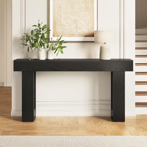 Little Tree 63-Inch Long Console Tables for Entryway, Large Sofa Table Behind Couch, Wooden Entry Foyer Hallway Table, Modern Console Sofa Tables for Living Room, Black LITTLE TREE