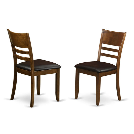 East West Furniture Lynfield Dining Faux Leather Upholstered Wooden Chairs, Set of 2, Espresso - WoodArtSupply