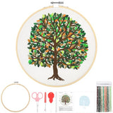 Norme Leaves Embroidery Kit for Beginners Adults 365 Days a Year Embroidering One Leave a Day Cross Stitch Kits with 365 Leaves Tree Pattern Embroidery Hoop Threads for DIY Craft Gift