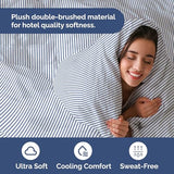 Duvet Cover Twin/Twin XL Size - Extra Soft Twin/Twin XL Size Duvet Cover - Lightweight, Breathable & Cozy w/ Zipper Closures and Ties - 68" x 90" Inches - (Blue Stripes 2) Comforter Not Included CGK Unlimited