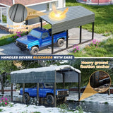 Metal Carport 10x15ft Heavy-Duty | Military-Grade Reinforced Garage Kits with Steel Roof & Hurricane | 80lbs/Sq.Ft Snow/RV/Camper/Truck/Tractor Shelter K Knowbody