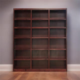 Bowery Hill 84" Traditional Triple Wide Wood Bookcase with Adjustable Shelves in Cherry Finish BOWERY HILL