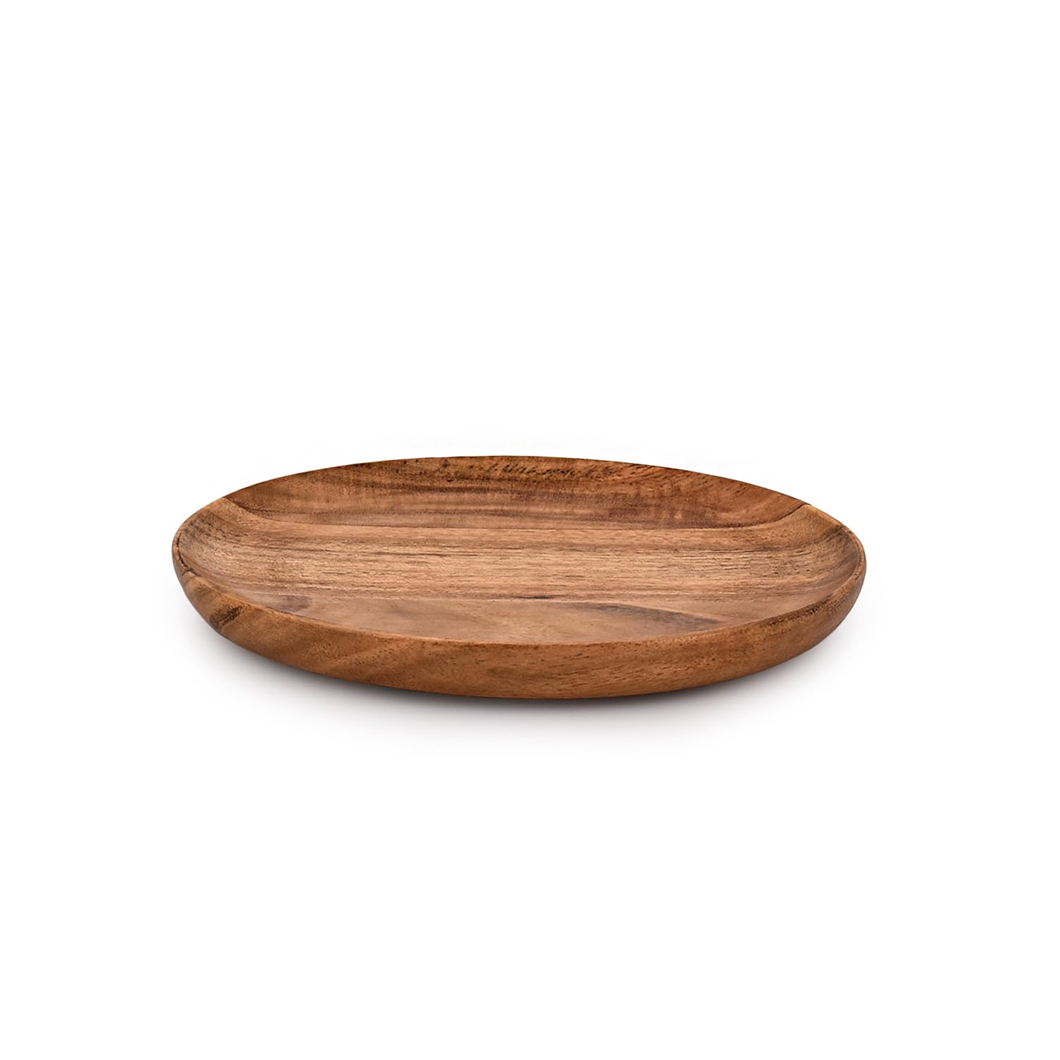 Samhita Acacia Wood Round Wood Plates Set of 4, Easy Cleaning & Lightweight for Dishes Snack, Dessert.(7" x 7" x 1") - WoodArtSupply