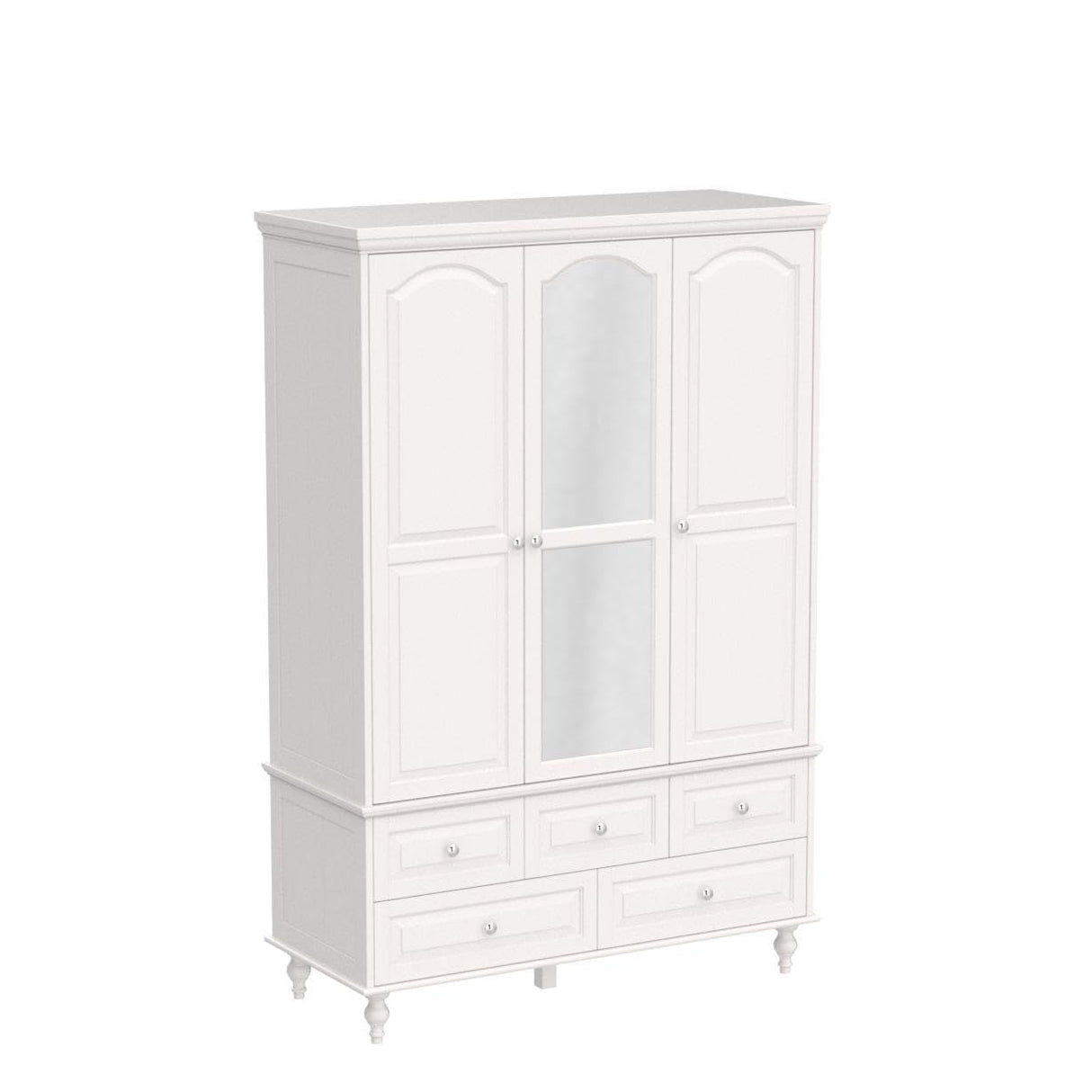 Homsee Wardrobe Armoire Wooden Closet with Mirror, 3 Doors, 5 Drawers, 4-Tier Storage Cubes and Hanging Rod for Bedroom, White (47.2”L x 20”W x 70.9”H) Homsee
