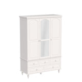 Homsee Wardrobe Armoire Wooden Closet with Mirror, 3 Doors, 5 Drawers, 4-Tier Storage Cubes and Hanging Rod for Bedroom, White (47.2”L x 20”W x 70.9”H) Homsee