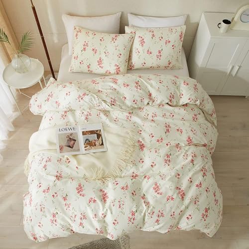 HighBuy Twin XL Comforter Set Pink Floral Boho Twin Extra Fit Comforter Set for College Boho Chic Flower Bedding Set All Season Farmhouse Lightweight Microfiber Comforters with 2 Pillowcases HighBuy