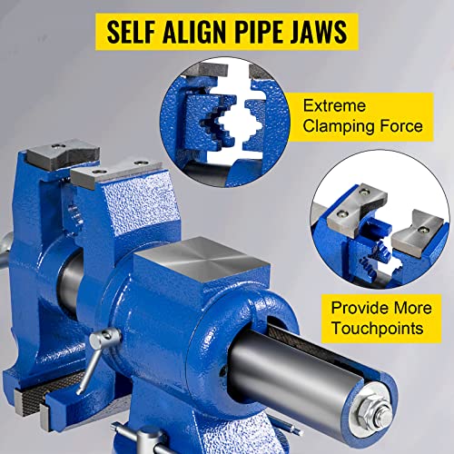VEVOR Bench Vise 6 Inch, Double Swivel Rotating Heavy Duty Vise Head/Body Rotates 360°,Pipe Vise Bench Vices 30Kn Clamping Force,for Clamping Fixing Equipment Home or Industrial Use VEVOR