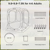 EAST OAK Screen House Tent Pop-Up, Portable Screen Room Canopy Instant Screen Tent 10 x 10 FT with Carry Bag for Patio, Backyard, Deck & Outdoor Activities, Beige EAST OAK