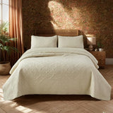 Brandream Luxury Quilt Bedding Set Queen Size Quilt Set Cotton Beige 3 Piece Medallion Matelasse Coverlet Set Brandream