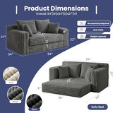 3-in-1 Convertible Sofa Bed: Boneless Loveseat Sleeper & Folding Couch Bed with 4 Pillows & Detachable Cushion, Furry Futon Couch for Bedroom, Apartment, Office and Living Room, No Assembly, Grey Winzoo