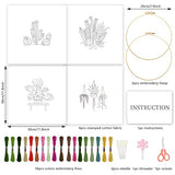 INFUNLY 4 Pack Tropical Plants Embroidery Kit for Beginners Adults Cactus Embroidery Starter Kit Punch Needle Embroidery Kits Palm Leaf Cross Stitch Kits with Patterns Instructions for DIY