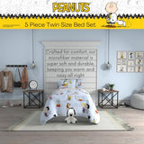 Peanuts Charlie Brown, Snoopy & Gang Bedding, 5 Piece Super Soft Cozy Reversible Comforter and Sheet Set with Sham, Twin, (100% Official Licensed Product) by Franco Collectibles Franco