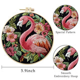 LB 4 Pack Pink Flamingo Embroidery Kit for Beginners Green Leaf Plant Beginner Embroidery Kit for Adults DIY Starter Kit with Embroidery Hoop Colorful Threads Tools Step by Step Instructions