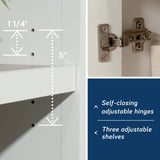 Sauder Cottage Road Book Shelf, Bookshelf with Storage, Library Bookcase with Doors and Adjustable Shelves, in Soft White Finish Sauder