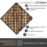 Interlocking Deck Tiles 8 Pack Diagonal - Snap Together Wood Flooring | 12 x 12 Acacia Hardwood Outdoor Flooring for Patio | Floor Decking Tile - Balcony Backyard Decor, Outside Wooden Patio Pavers Majestick Goods