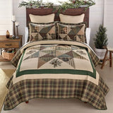 Donna Sharp Pine Star Pieced Embroidered Cotton Quilted Bedding Set - 3-Piece King Size Quilt Set - Includes 1 Quilt and 2 Pillow Shams - Machine Washable - Perfect for Rustic Decor Donna Sharp