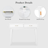 FUNKOCO White Small Desk with Drawers - 40 Inch Home Office Study Writing Desk for Bedroom, Vanity Desk with 4 Solid Legs, Modern Computer Desk for Small Spaces FUNKOCO