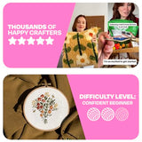 CRAFT CLUB Buzzing Bouquet Embroidery Kit | DIY Cross Stitch Craft Kit with Bamboo Hoop & Embroidery Thread Packs | Complete Arts & Crafts Supplies Gift Set for Beginners | Home & Room Décor Art Kit