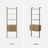 mopio Norwin Ladder Book Shelf, Wall Bookshelf, Farmhouse Industrial Bookcase, Narrow Slim Organizer Display Shelves, Living Room, Bedroom (3-Tier Shelf Cabinet) mopio