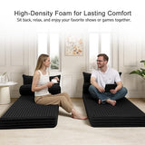 MeMoreCool Convertible Sofa Bed, Folding Floor Couch Bed Queen, Pull Out Sleeper Couch with Pillows, Fold Out Futon Sofa for Bedroom Living Room Small Space, Corduroy Black MeMoreCool