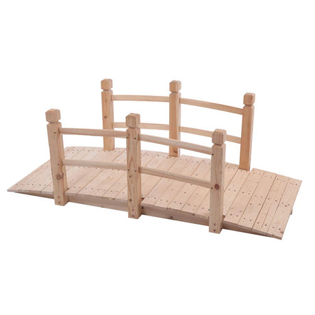 Volowoo Garden Bridge,Wooden Arc Bridge with Rails for Garden,Classic Decoration for Landscaping，Backyard Creek Pond or Farm (59.06 x 26.38 x 22.05)‘’ Volowoo
