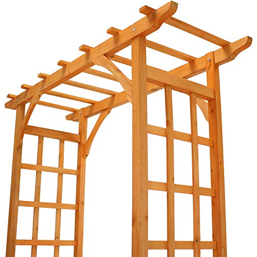 Sunnydaze 78-Inch Wooden Garden Arbor Walkway Wedding Arch - Durable Wood with Weather-Resistant Wood Finish Sunnydaze