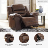 Signature Design by Ashley Stoneland Faux Leather Manual Pull Tab Rocker Recliner, Dark Brown