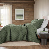 WDCOZY Olive Green Quilts Queen Size Bedding Set with 2 Pillow Shams, Lightweight Soft Full Bedspread Coverlet, Thin Comforter Bed Cover for All Season, 3 Pieces, 90x90 inches WDCOZY