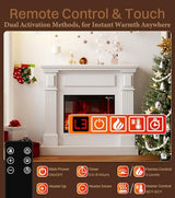 43" Electric Fireplace with Mantel, TV Stand＆Freestanding Fireplace, 23 inch Electric Fireplace Heater with 4 Flame Levels, Remote Control, One Package＆Easy to Set, for Living Room/Bedroom MEIGESI