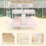 KOTEK Triple Bunk Bed with Stairs, Twin Over Twin & Twin Bunk Bed Frame with Guardrail & Storage, Wooden Bunkbeds for 3 Kids Teens, No Box Spring Needed (White) KOTEK